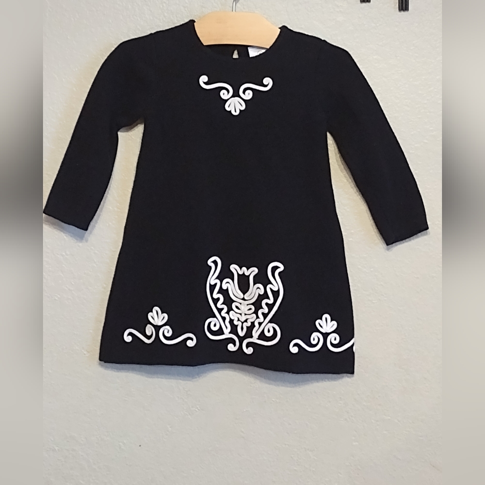 Hanna Andersson black cotton Milano sweater dress Holiday Christmas size 80 US 2
